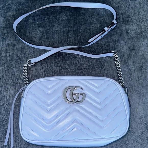 Gucci Light Blue Chevron Crossbody Bag - Picture 2 of 4